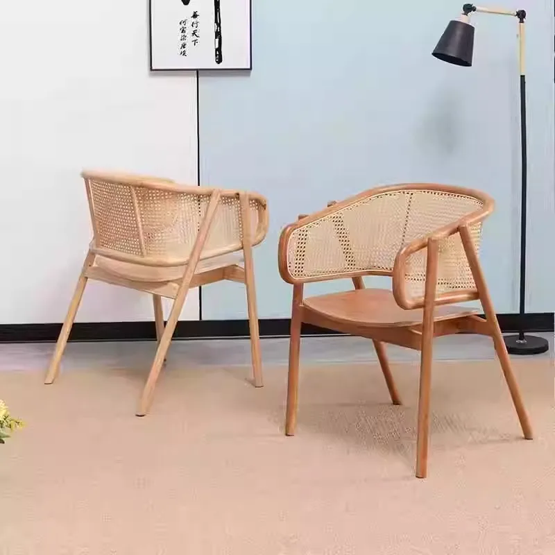 Винтажный обеденный стул из ротанга дизайнерский минимализм кресла для гостиной