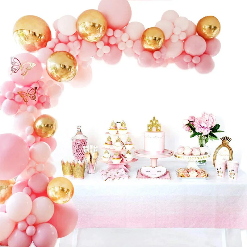 

124pcs Pink Gold Balloon Garland Set Macaron Pink 4D Balloon Arch Balloon Party Baby Shower Decoration Birthday Wedding Party