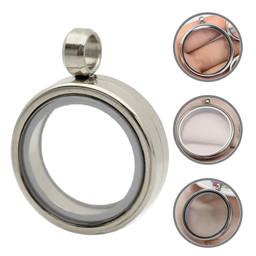 

Locket Ring Stainless Steel Pendant Photo Frame Neck Pendants Necklace Frames Floating Versatile Miss Crystal Necklaces