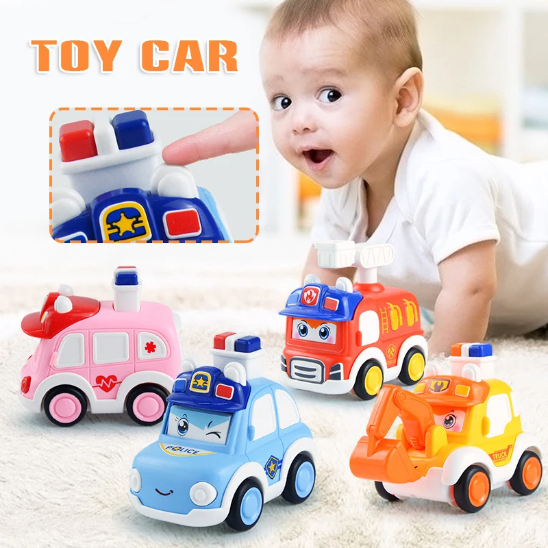 

Cartoon Mini Pull Back Car Police Car Fire Truck Toy Gift Engineering Vehicle Engineering Vehicle Baby Educational Toy BM88