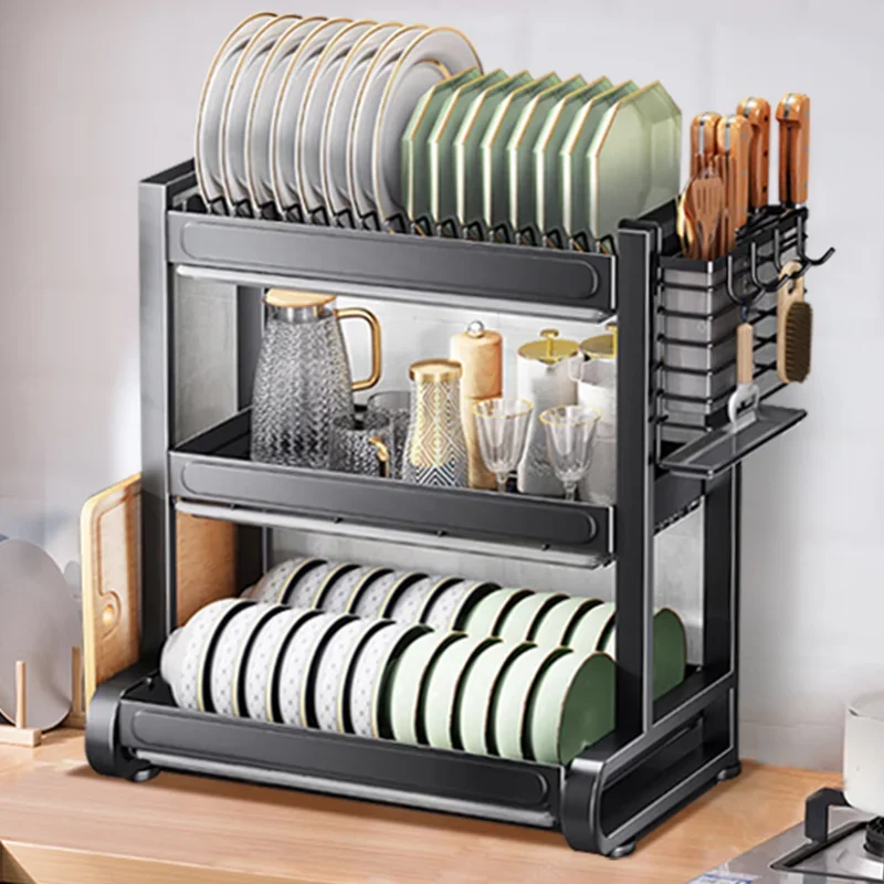Кухонный стеллаж для хранения с столешницей дренажная посуда