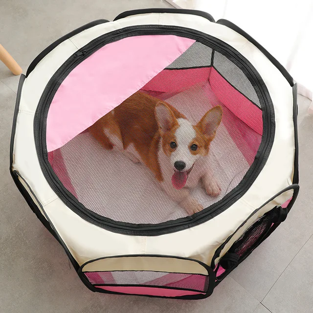 Portable Folding Pet Tent Dog House Octagonal Cage For Cat Tent Playpen Puppy Kennel Easy Operation Fence Outdoor Big Dogs House 5