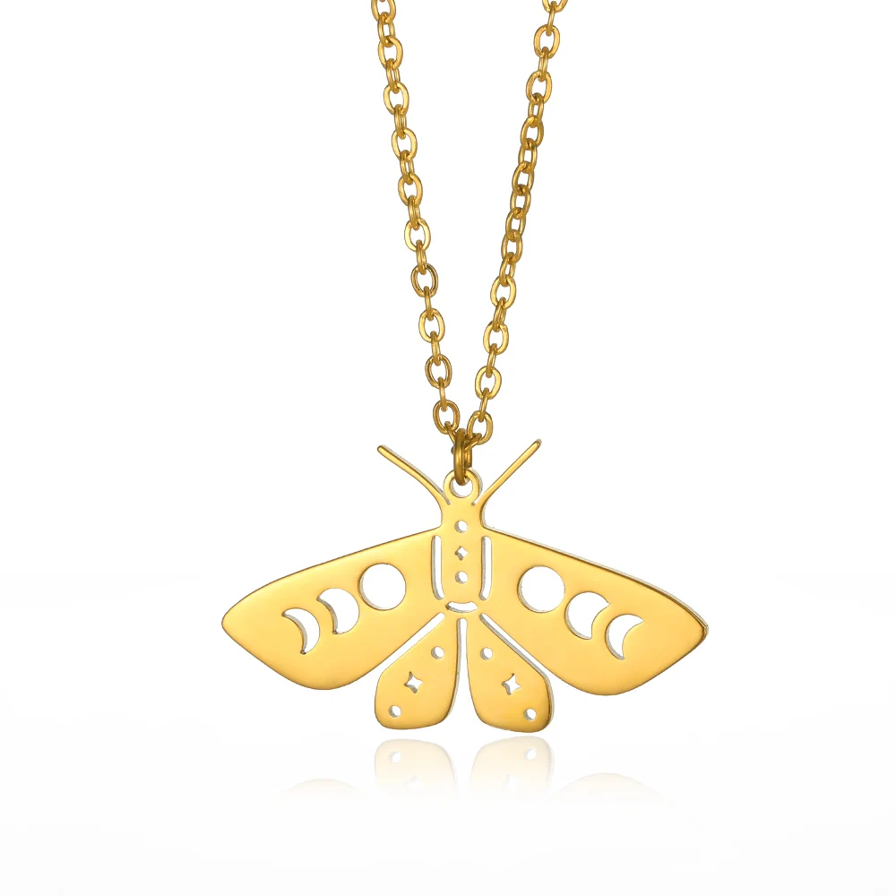 

Spring Hollow Butterfly Pendant Gold Color Stainless Steel Necklace For Women Lovely Jewelry Birthday Gifts Anniversary Gift New