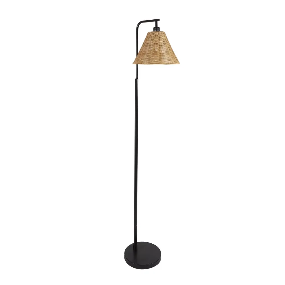 

Напольная Лампа из черного металла и ротанга с лампочкой 7 Вт, напольные лампы для гостиной