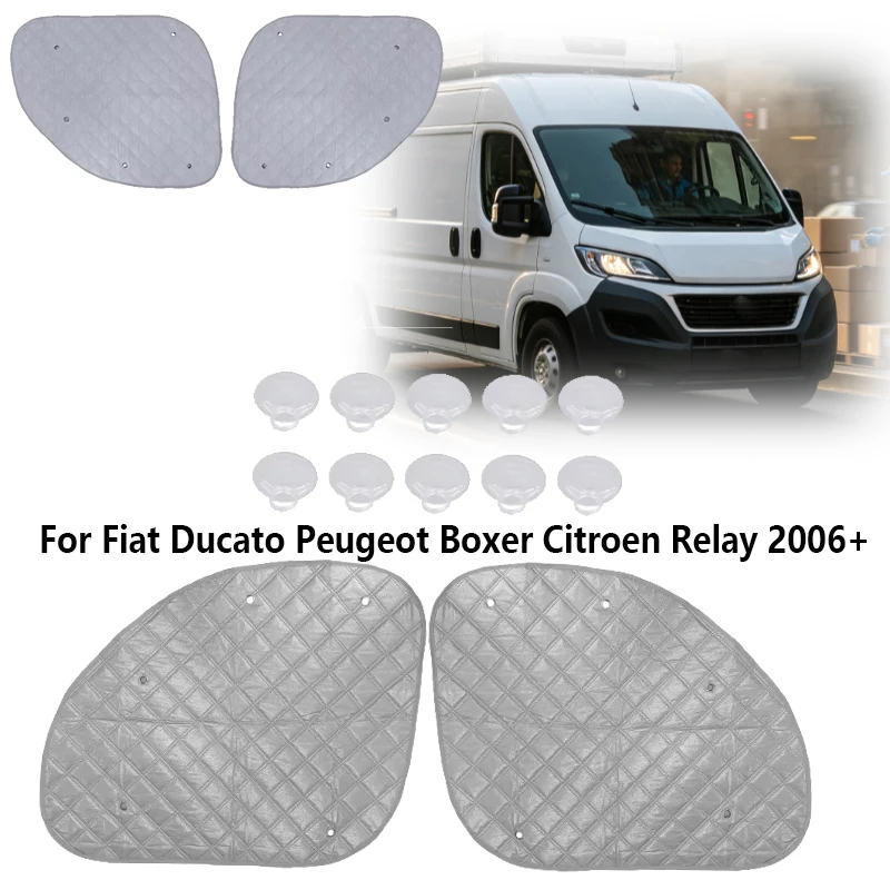 Фото 2 шт. термоизоляционных шторок на окна кабины для Fiat Ducato, Peugeot Boxer, Citroen Relay 2006+ - Аксессуары для салона автомобиля №1