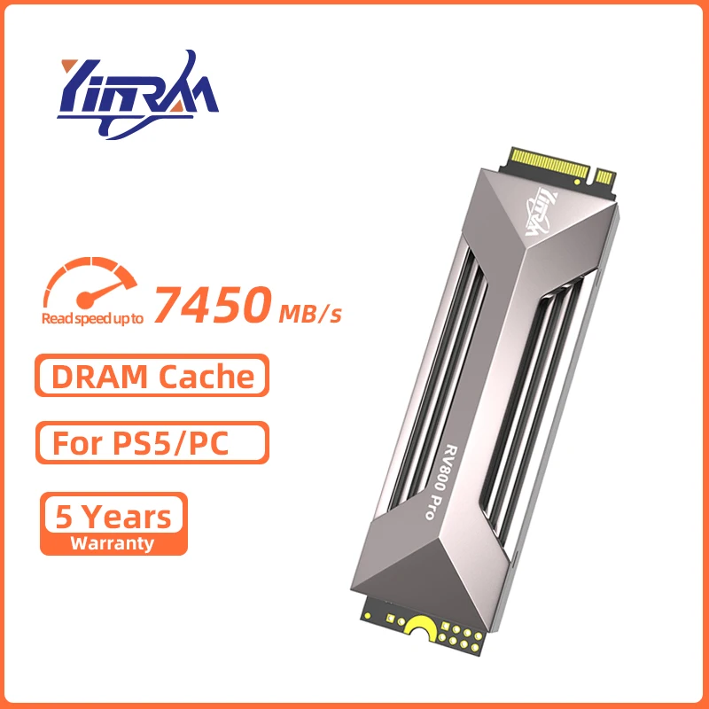 

YINRAM SSD M2 NVMe 1TB 2TB 7450MB/s M.2 SSD 512GB Internal Hard Disk PCIe 4.0 Solid State Drive for PS5 Laptop Desktop