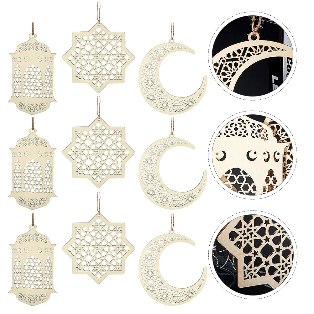 

Ramadan Mubarak Eid Decoration Party Wooden Supplies Decorations Muslim Hanging Home Ornament Pendants Sign
