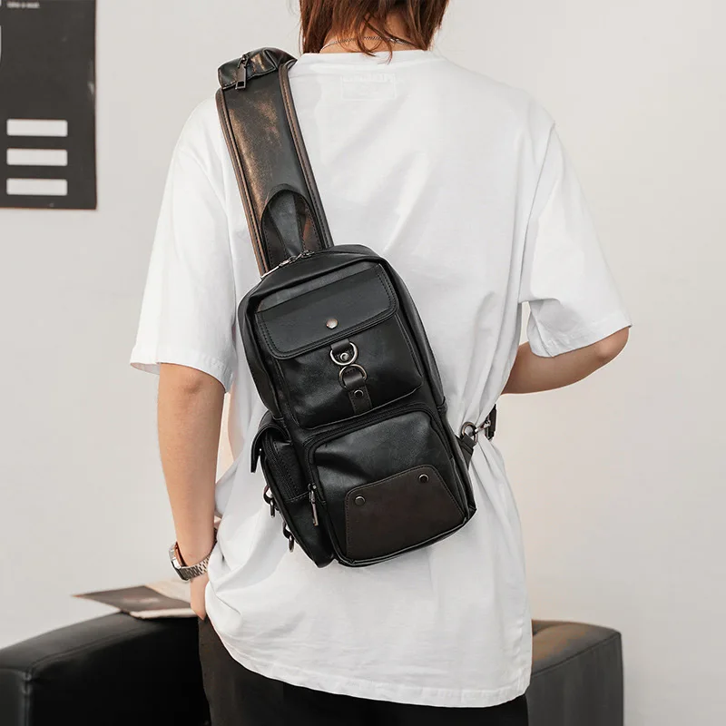 New Men's Bag Trend Personality Small Chest Bag Korean Version Leisure Waist Bag Oblique Arm Hundred Style Backpack