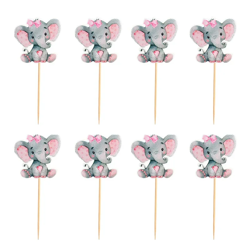 

12 шт., топпер для кексов с синим и розовым слоном, детский день рождения, украшение для торта, сувениры для детского душа, раскрытие пола, принадлежности для вечерние торта