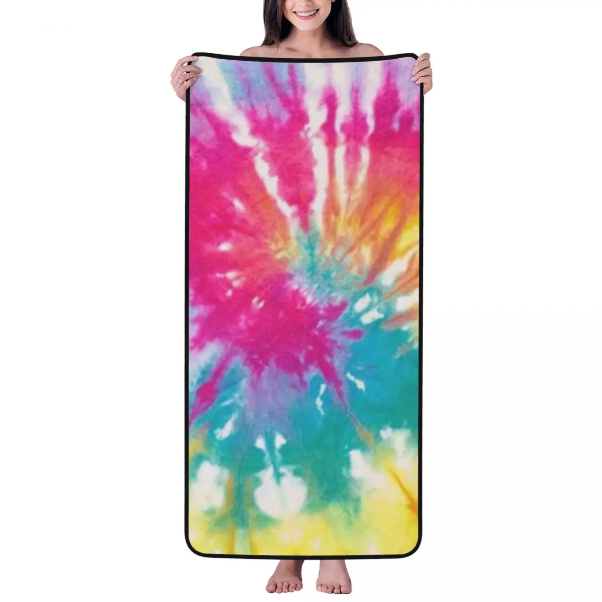 

Watercolour Tie-Dye Beach Towel for Adult Kids Microfiber Bath Towel Blanket for Camping Swim Pool Travel Beach Gym