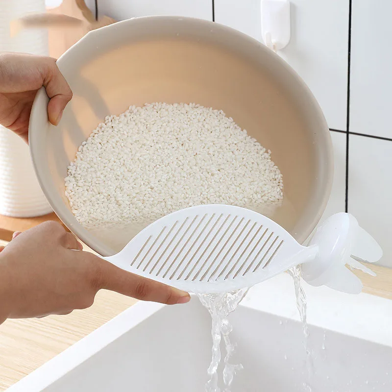 

Japanese Style Wash Rice Filter Rice Drainer Sieves Leak Proof Baffle Washing Fruit Vegetable Gadget Pot Side Strainer Colanders