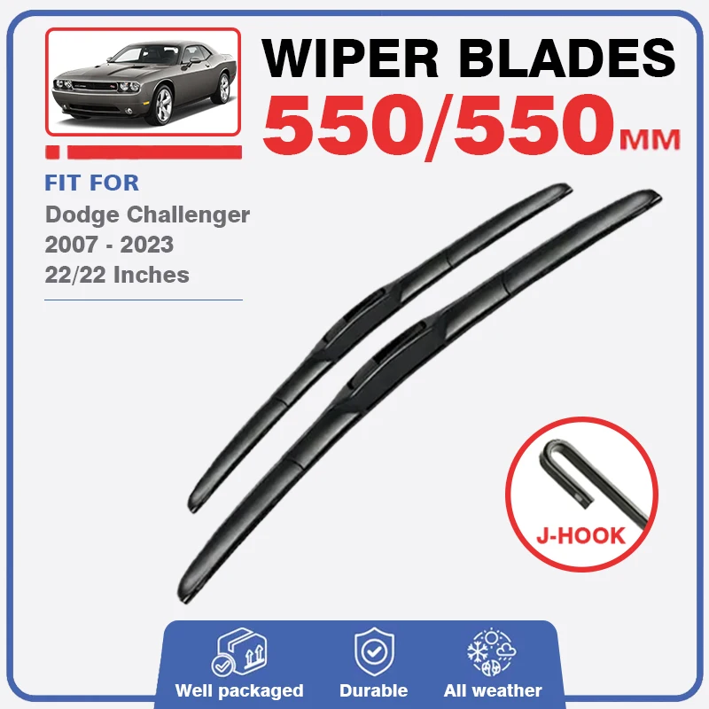 

Front Wiper Blades Set For Dodge Challenger 2007 - 2023 SRT R/T RT SRT Windshield Brushes Windscreen Window Washer Cover 2015