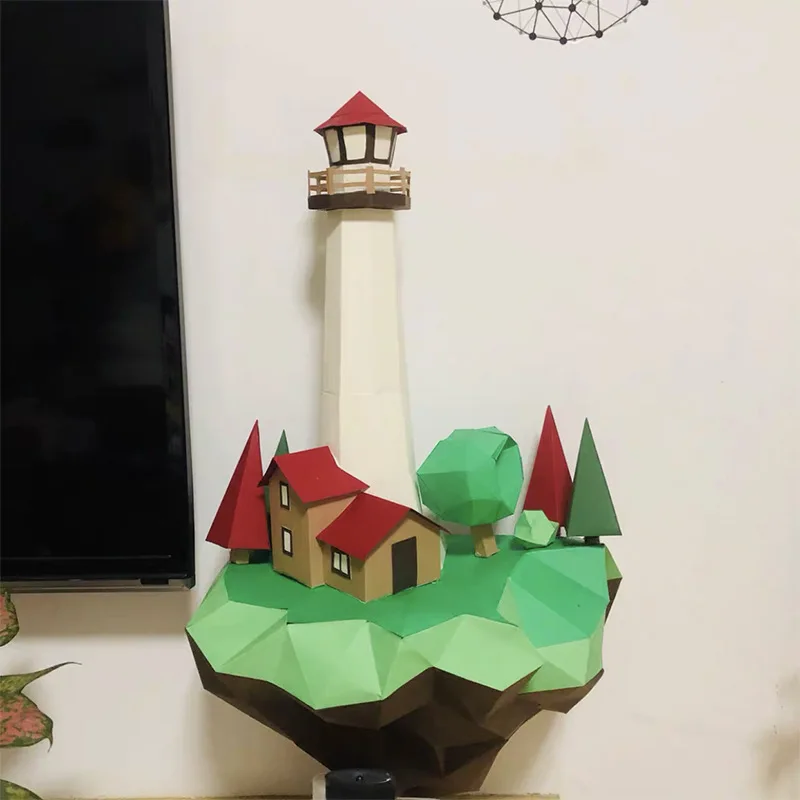 

Модель 3D из бумаги «Маяк на плавающем острове», бумажная скульптура для рукоделия, для украшения стен гостиной, домашний декор