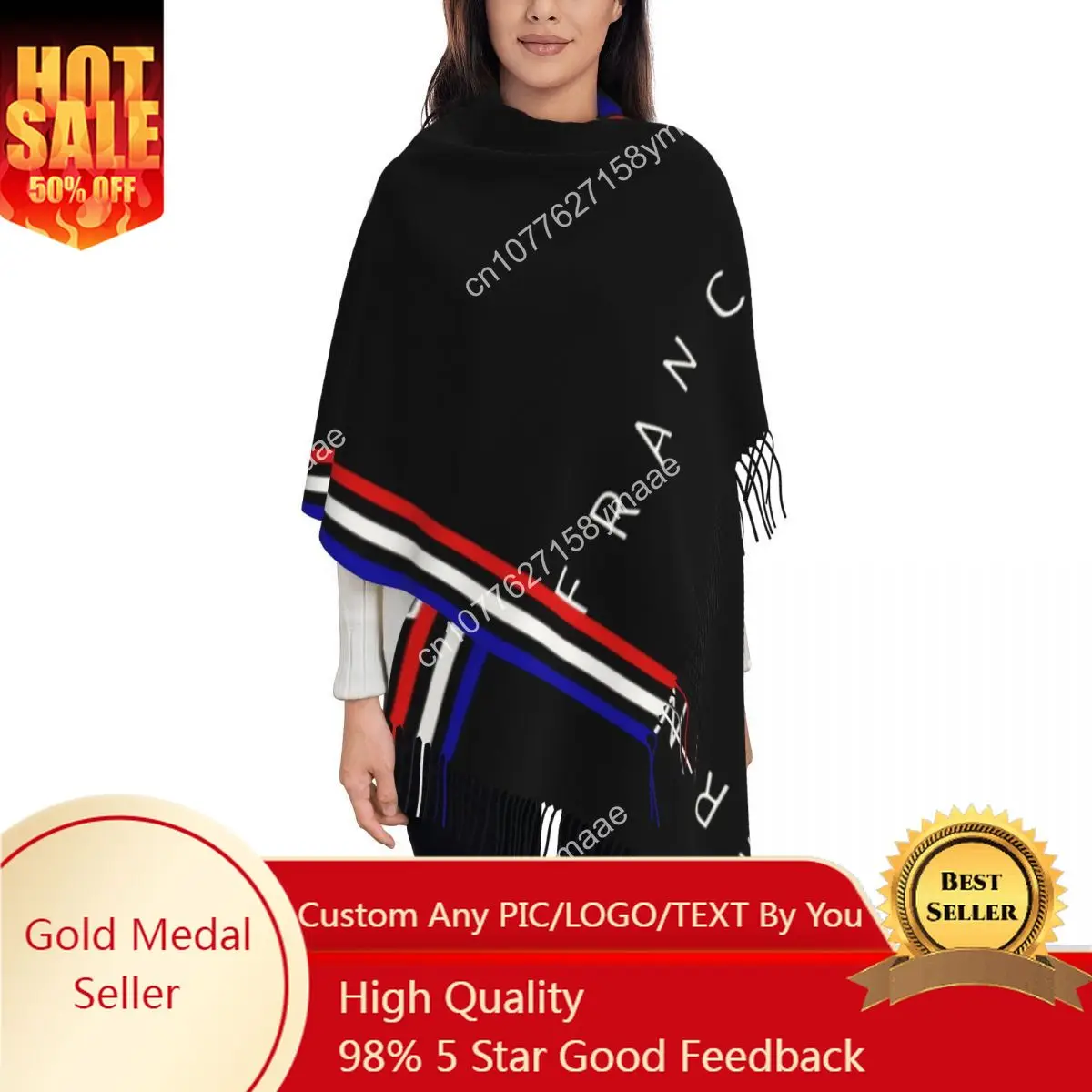 

Custom Egypt France Flag Scarf For Women Fall Winter Reversible Shawls And Wrap Long Shawl Scarf For Daily Wear