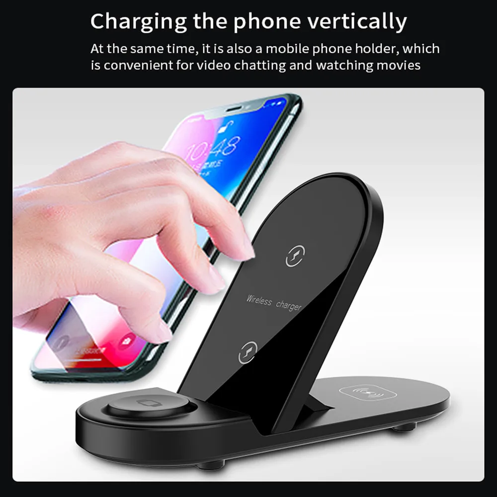 

iLEPO Portable Foldable 15W Fast Charging 3 In1 Wireless Charger With Stand For Iphone And Iwatch AirPods
