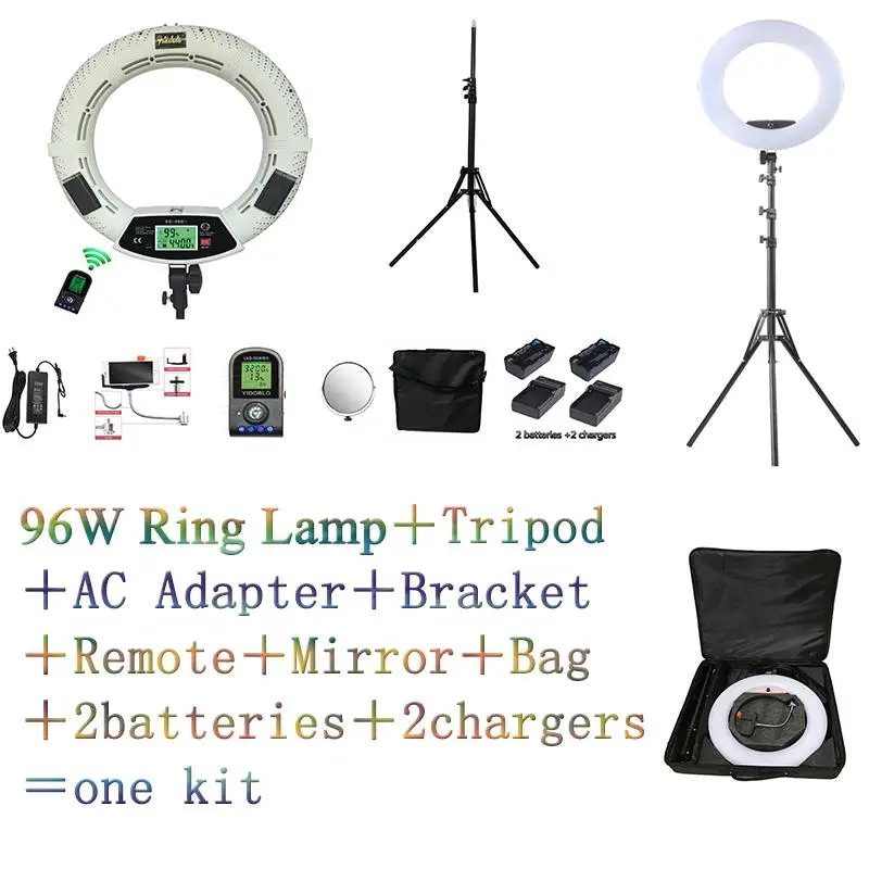 

Yidoblo FE-480II Bio-color Ring Lamp 480 LED Lamp Photography Beauty Salon Nail Makeup Selfie Lighting + Stand+bag + Battery