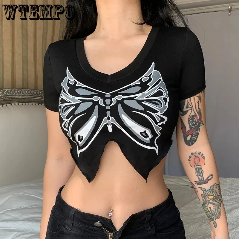 

2022 винтажная одежда Y2K корсет укороченный топ Женская футболка для младенцев в Интернете эмо Готическая кокетка в эстетике гранж Fairycore 90-х ...