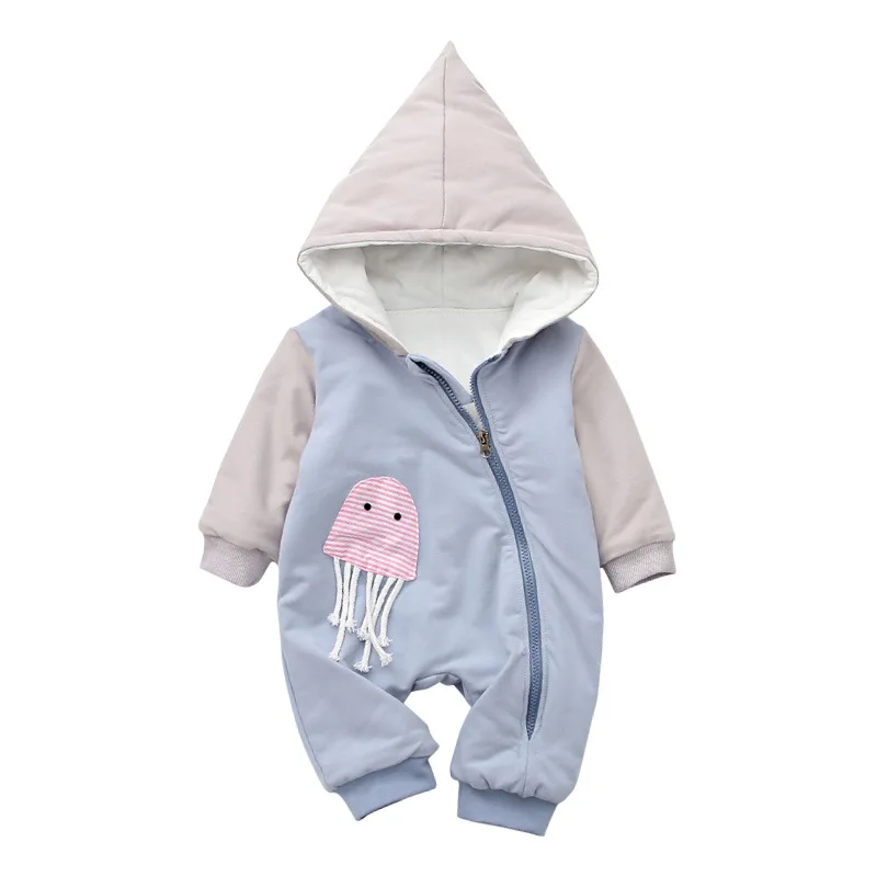 

Cross border foreign trade baby children's winter new romper crawling clothes Long sleeved clothes hooded clothes boys girls