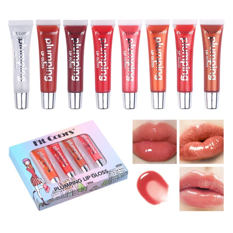 

Lip Glaze 4 PCS Scented Lip Jelly Moisturizer Shiny Mirror Surface Lip Gloss Long Lasting Non-Stick Lip Stain Liquid Lipstick