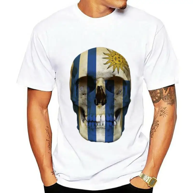 

CLASSIC URUGUAY SKULL FLAG WOMAN GIRLIE GIRL T-SHIRT - Biker MC Banner Shirt