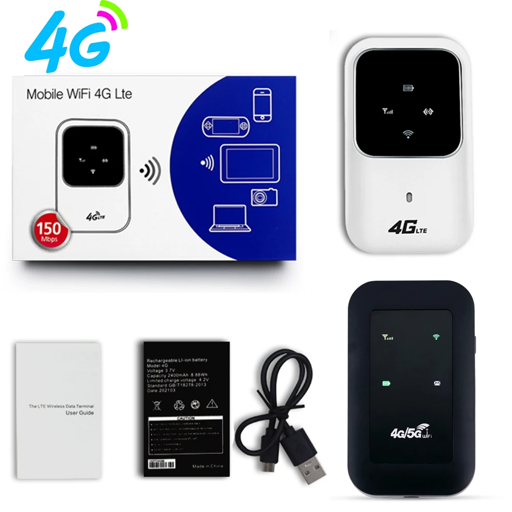 4G LTE Portable Car Mobile Broadband Pocket 2.4G Wireless Router 100Mbps Sharing Device Hotspot SIM Unlocked WiFi Slot Modem
