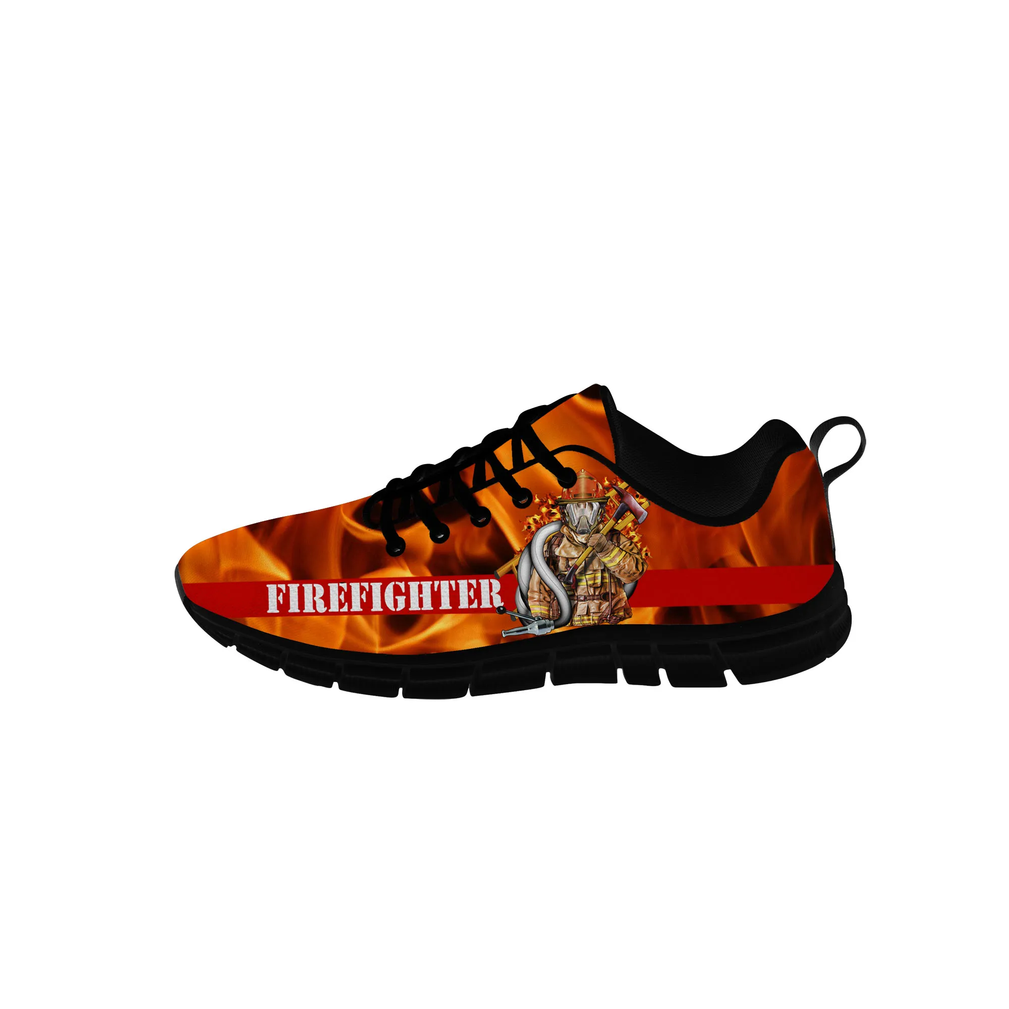 

Firefighter Sneakers Mens Womens Teenager Casual Cloth Shoes Canvas Running Shoes 3D Print Breathable Lightweight shoe Black