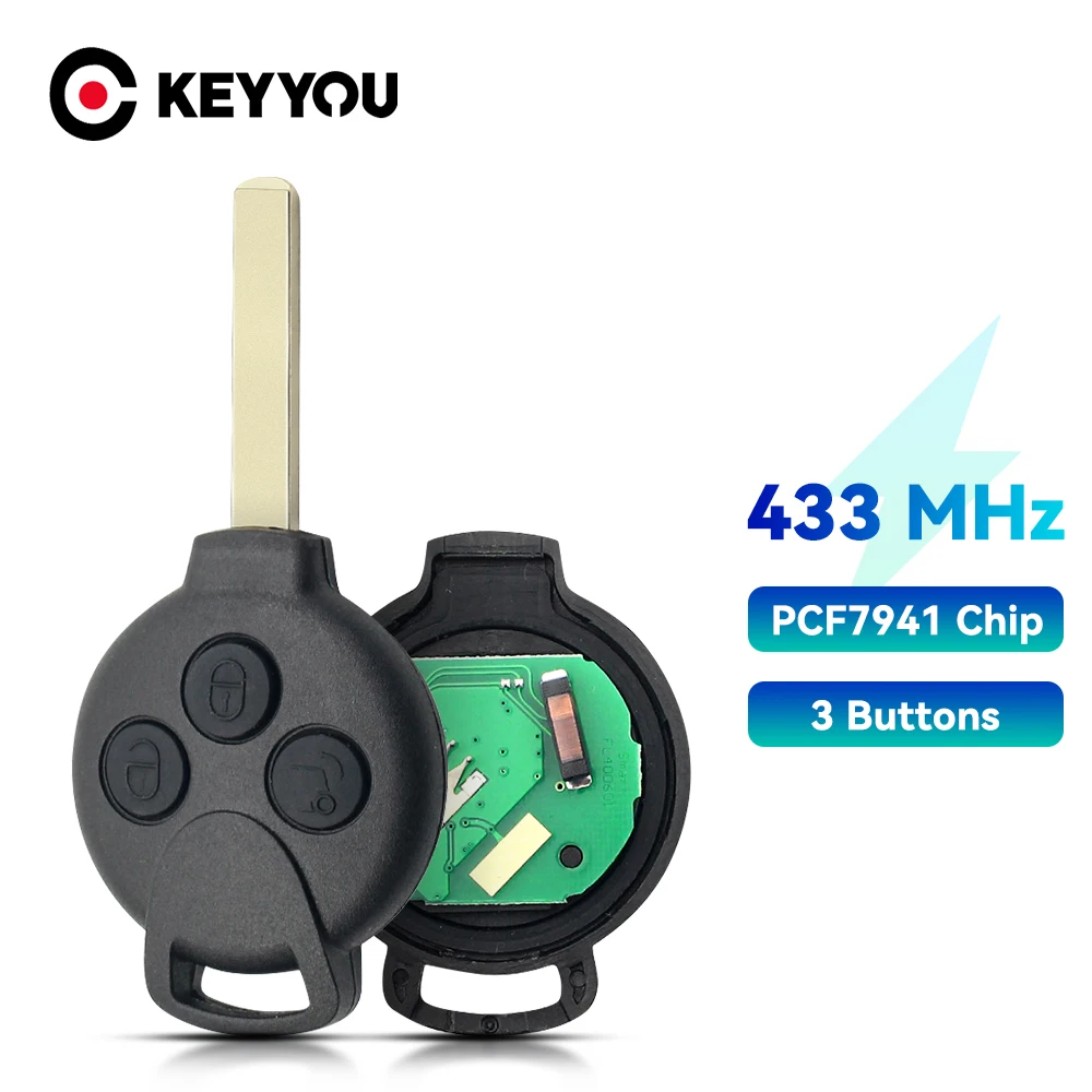 Пульт дистанционного управления KEYYOU с 3 кнопками для Mercedes-Benz Smart Fortwo 451 2007 2008 2009 2010
