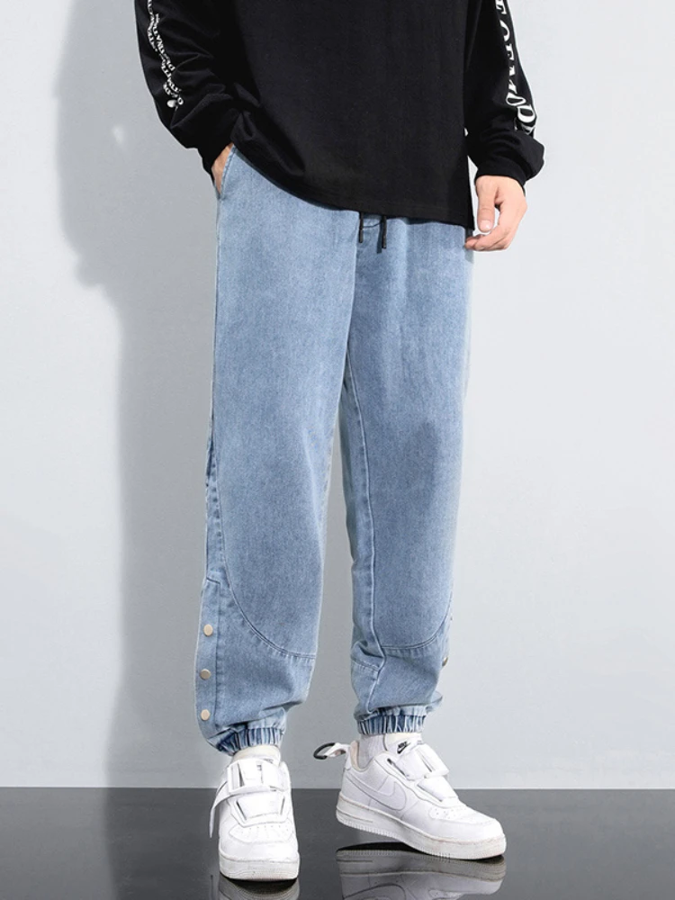 

Джинсы мужские весенне-осенние модные трендовые свободные прямые Стрейчевые Слаксы в стиле оверсайз повседневные брюки мужские джинсы уни...