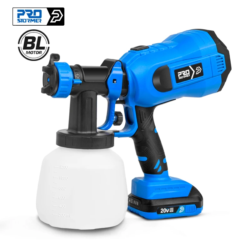 

20V Brushless Electric Spray Gun 1200ML HVLP Home Paint Sprayer Flow Control Airbrush 4 Nozzle Easy Spraying Clean by PROSTORMER