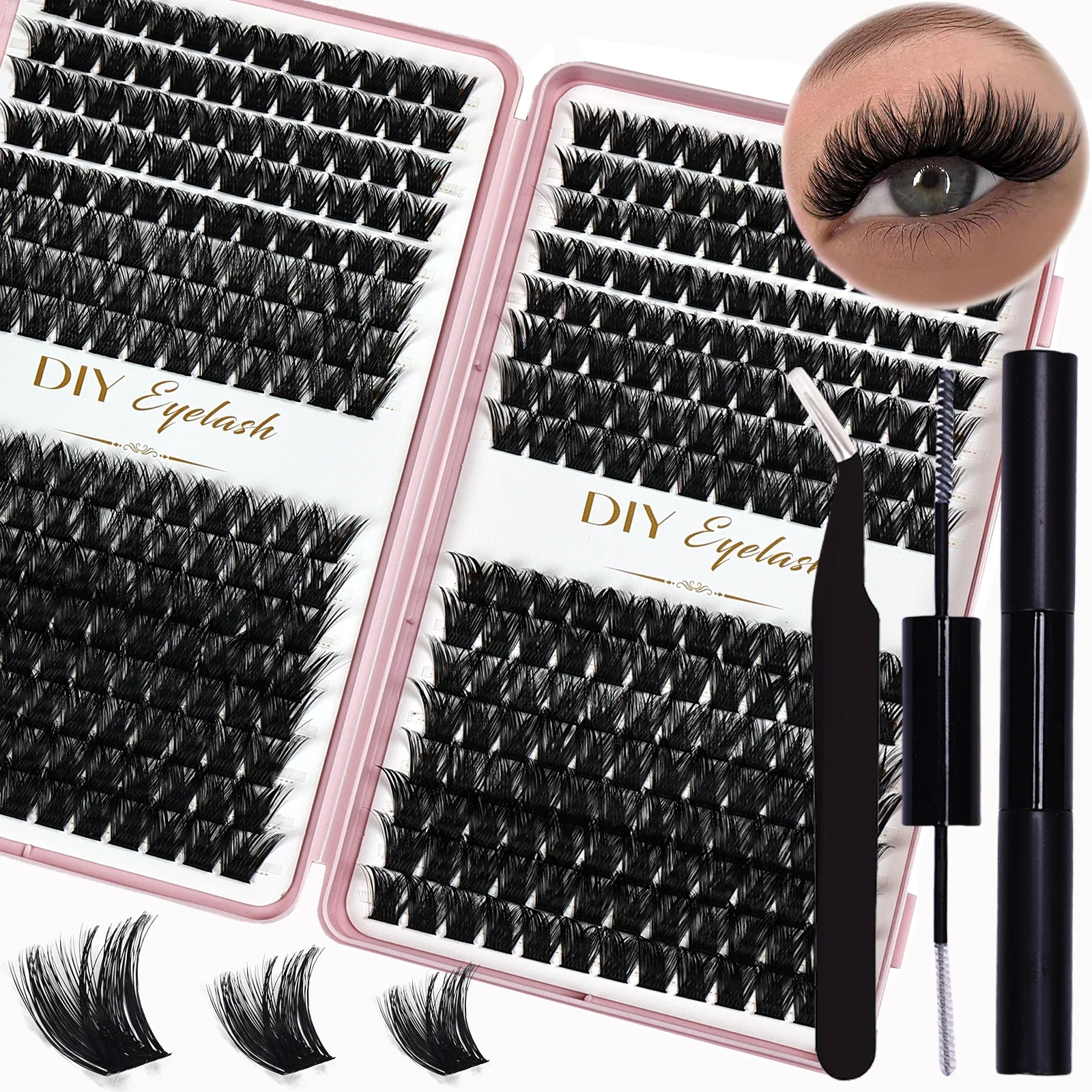 384 шт. Набор для наращивания ресниц — D завитки склеивание и уплотнение с пинцетом