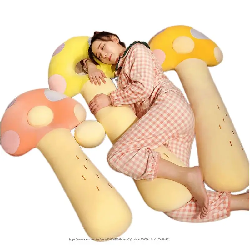 

100/130cm Kawaii Plush Mushroom Throw Pillow Cushion Stuffed Plant Mushroom Toy Pregnant Bed Sleep Home Decor Birthday Kids’Gift