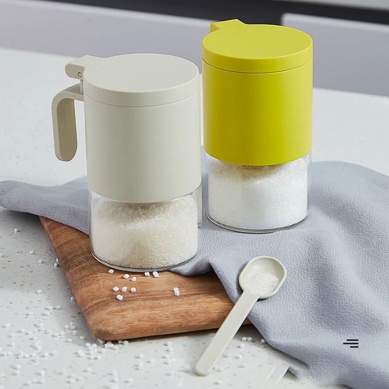 

Kitchen Vertical Cover Seasoning Box Flavor Jar Household Salt Condiment Storage Box with Spoon Moisture-proof Kitchen Gadgets