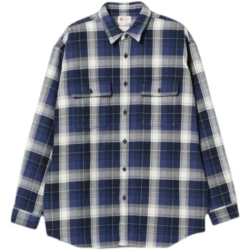 

Vintage Loose Plaid Small Red Rope Plaid Casual Shirt