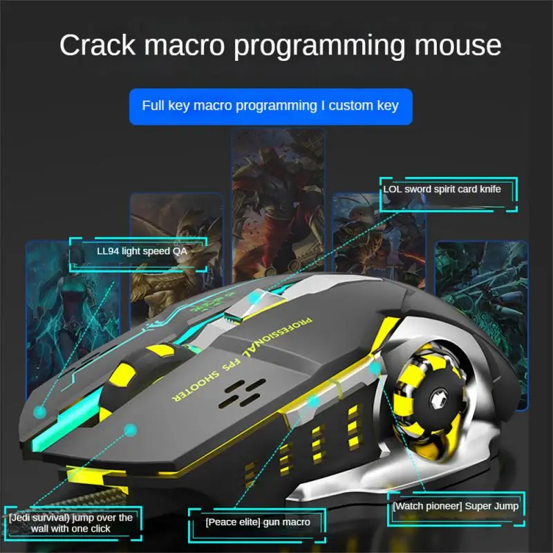 

Stable Bottom Plate Esports Game Mouse Ergonomic 7-color Breath Light Programming Gaming Mice Silent Click Wired Mouse