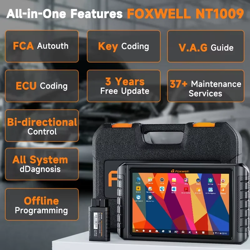 Фото Диагностический сканер FOXWELL NT1009 BT OBD2 с картой топологии 2026, 36+ функциями сброса, кодированием ЭБУ, двунаправленной связью CAN FD и DoIP, полная диагностика всех систем №3