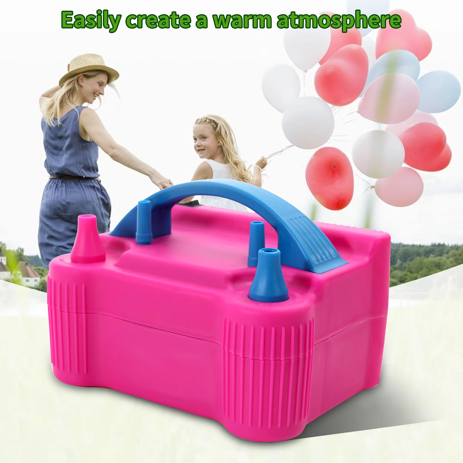 

Double Hole Balloon Pump Electric Air Balloon Pump Portable Air Blower 2 Modes Dual Nozzle For Camping Equipment Party Decoratio