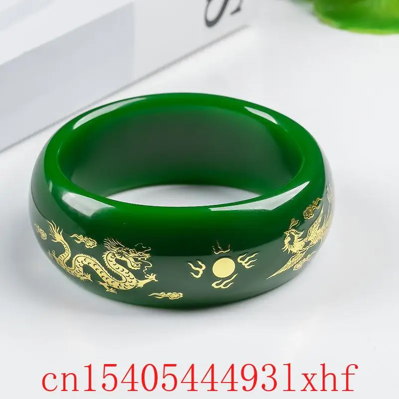 

Genuine Natural Hetian Green Jade Dragon Phoenix Bangle Bracelet Fashion Jewelry Jadeite Charm Amulet Gifts for Women Men Luxury