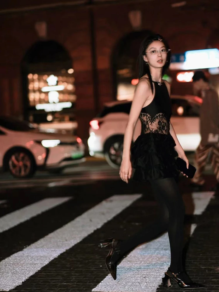 Shushu двухцветное кружевное сетчатое жаккардовое платье Pure Desire женское Tong Design Sense