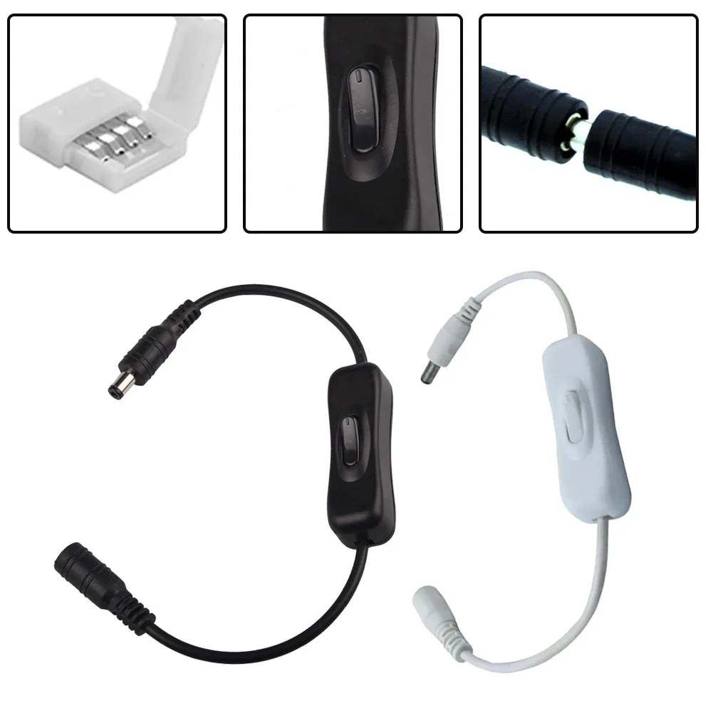 

DC 12V Inline Switch Dimmer Controller Adapter Cable Connector Cable LED Strip Easy Installation With DC Jack Plug In
