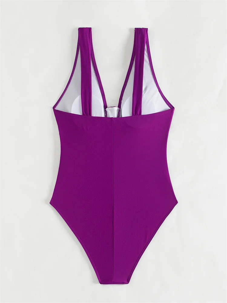 Цельный купальник новинка 2024 Женский однотонный с пуш-ап сексуальный Монокини