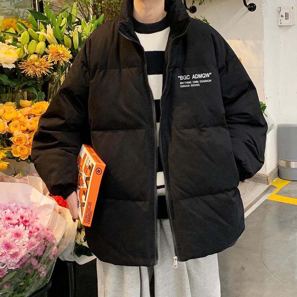 Fashion Men's Retro Style  Autumn Winter New Warm Stand Collar Loose Cotton Jacket Men's Beauty Tidal Print Flower Hoodie Jacket