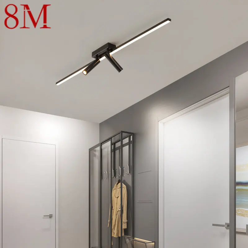 

8M Modern Brass Ceiling LED Light Long Strip Lamp Creative Black Rotatable Spotlights for Home Cloakroom Porch