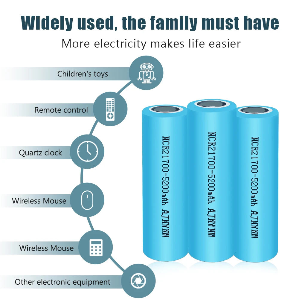 AJNWNM 3 7 V 4800 5200mAh 21700 батарея 30A Мощность 5C коэффициент разряда тройные литиевые
