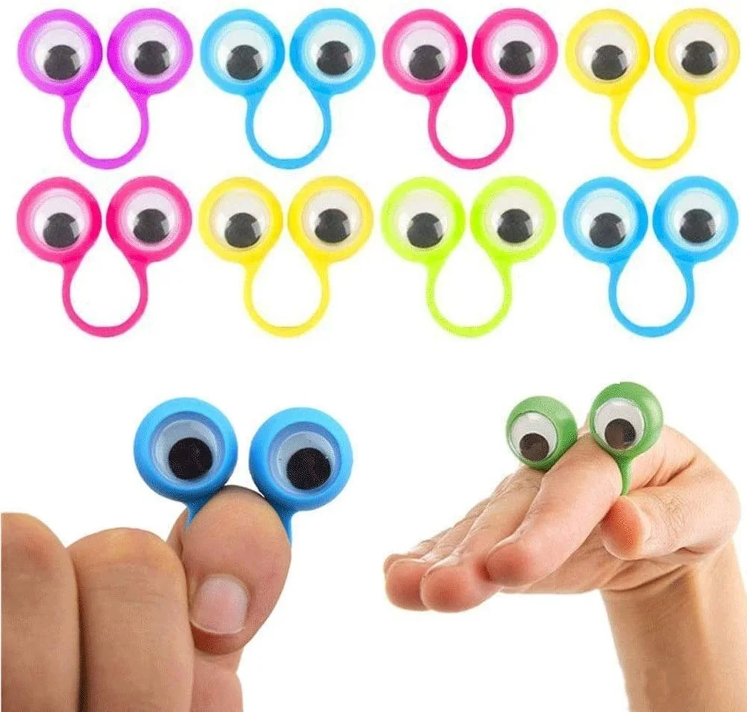 30pcs Eye Finger Puppets Plastic Rings with Wiggle Eyes Kids Toys Baby Party Favors Practical Jokes Games Funny Children Gifts