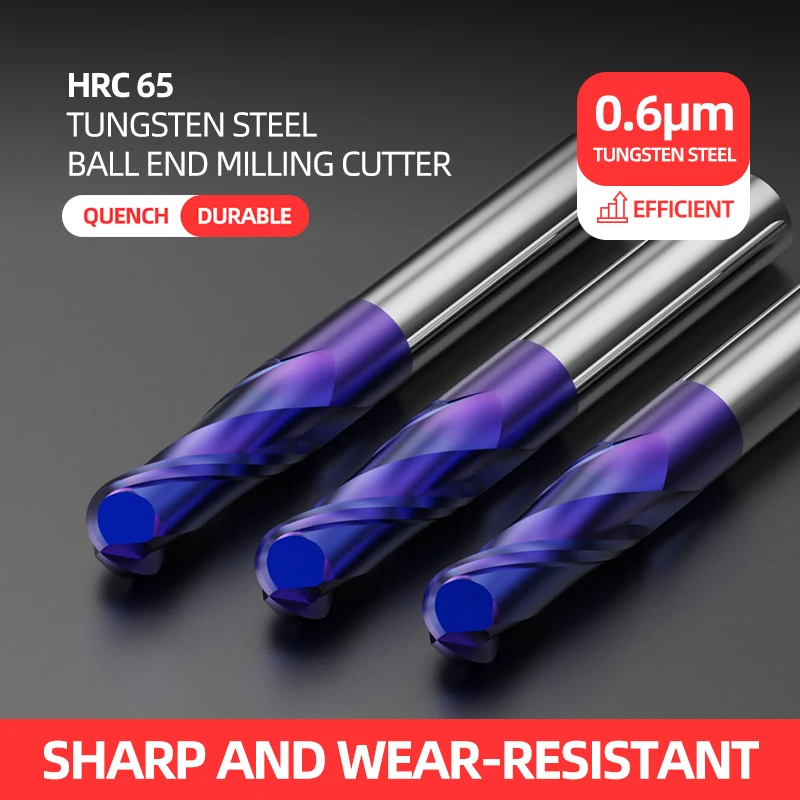 

60-degree blue nano-tungsten steel ball cutter integral carbide ball end milling cutter CNC milling cutter CNC machining center