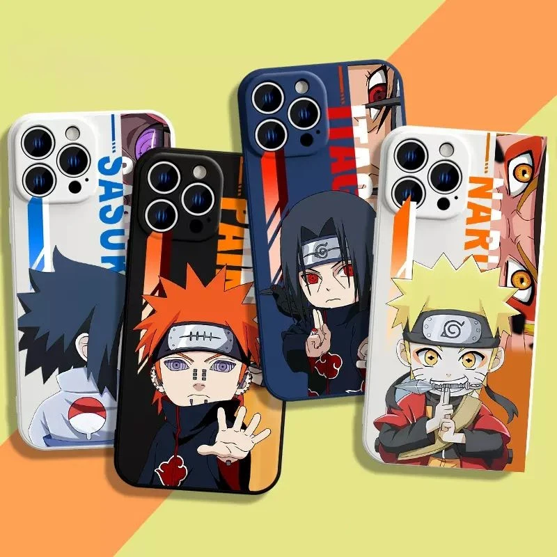 

NARUTO Cartoon Version Phone Case for iPhone 6 7 8 Plus X XS XR 11 12 13 14 Pro Promax All-inclusive TPU Frosted Anime Cover