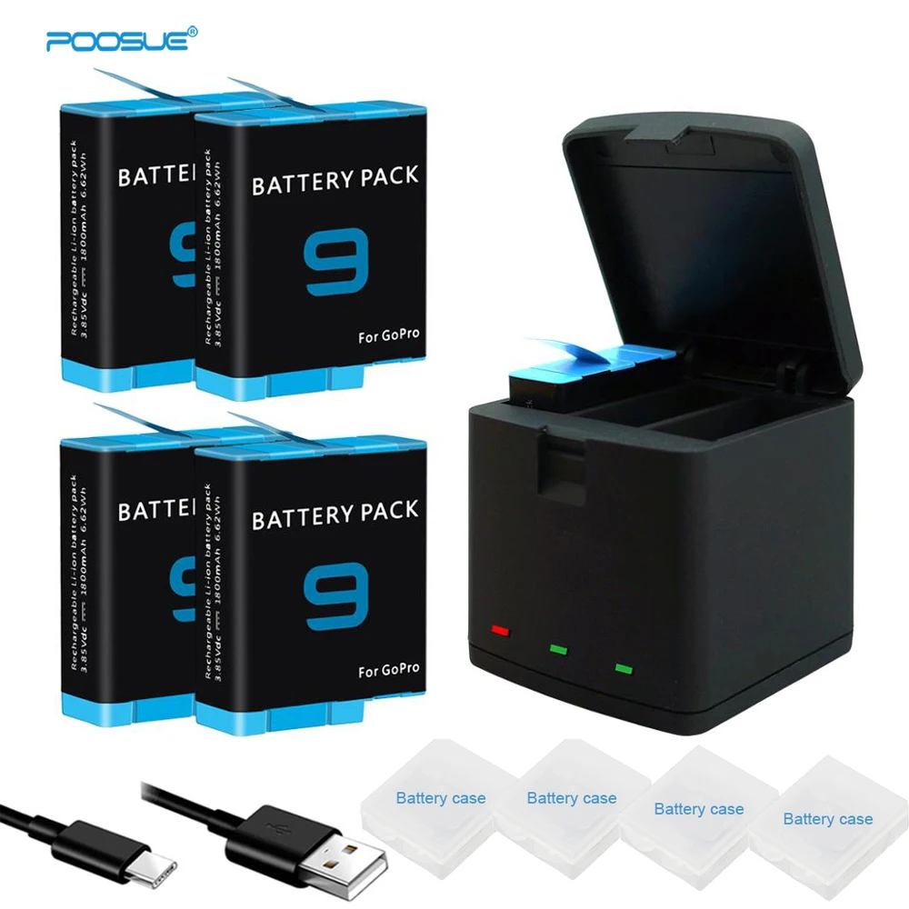 

Аккумулятор литий-ионный для GoPro Hero 10 9, 1800 мАч