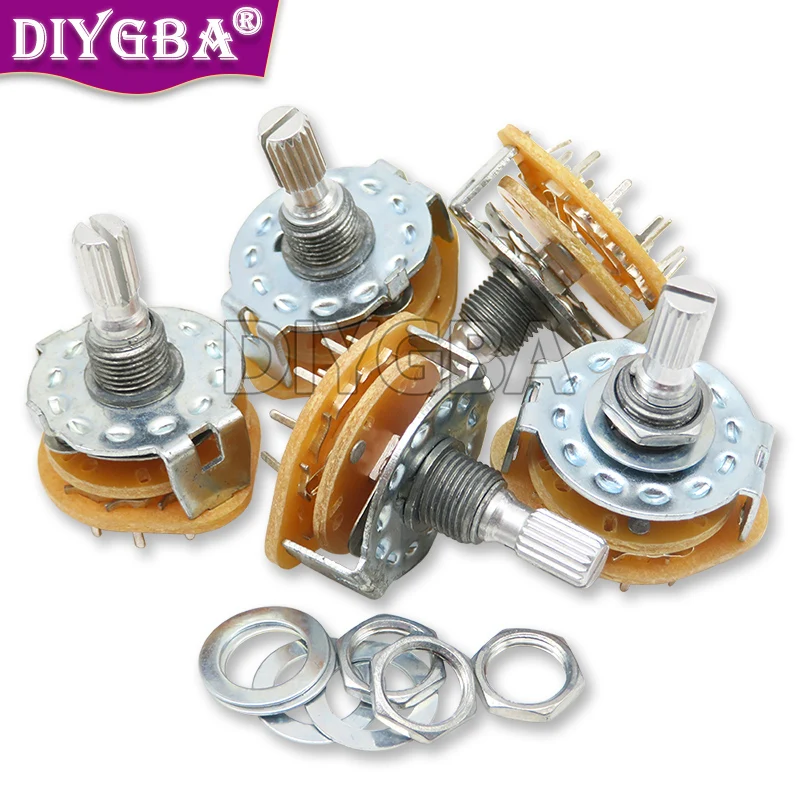 

5 шт., поворотный переключатель RS25 2P4T 2P5T 2P6T 3P3T 3P4T