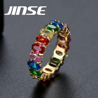 jinse luxury band zircon rings for women eternity promise cz crystal finger ring engagement wedding jewelry hot sale love gift