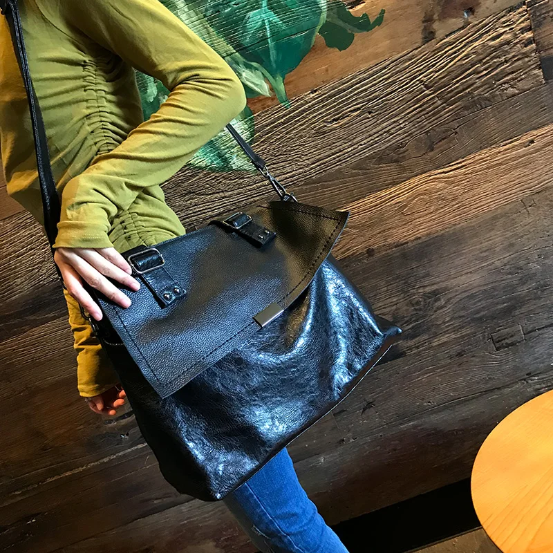 European And American Fashion Square Large Capacity Top Layer Cowhide Multifunctional Backpack Casual Fashion Simple Backpack